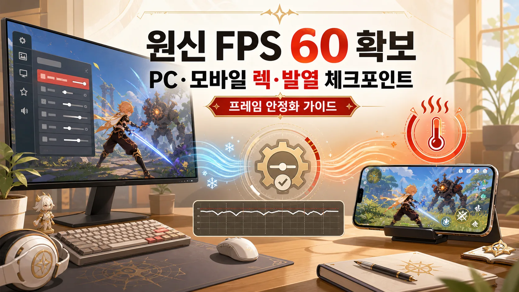 원신 FPS 60 확보 — PC·모바일 렉 vs 발열 체크포인트
