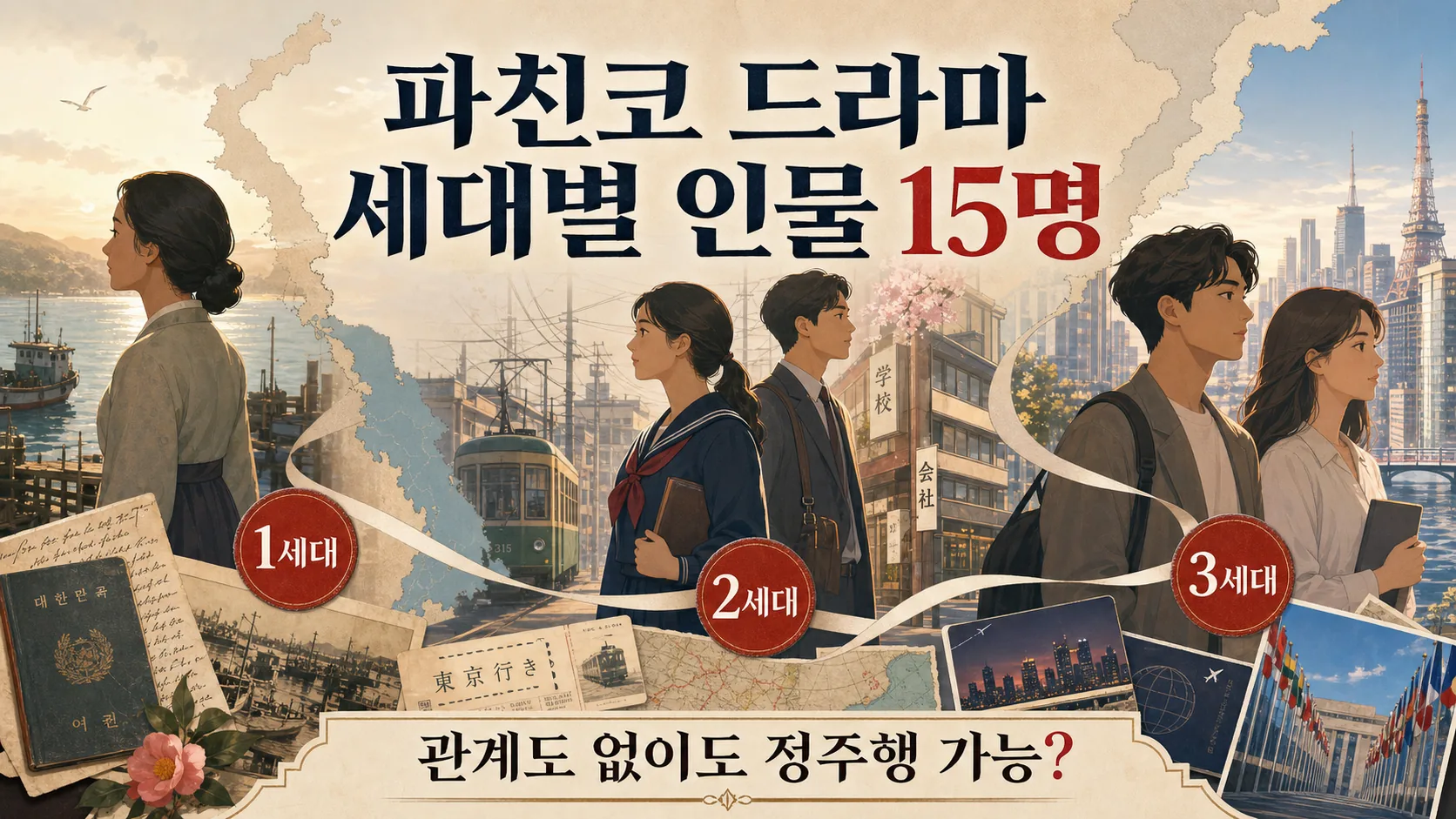 파친코 드라마 세대별 인물 15명 — 관계도 없이도 정주행 가능?